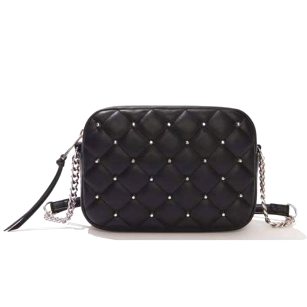 Rebecca Minkoff Black Quilted Studded Crossbody Camera Purse Bag NWT